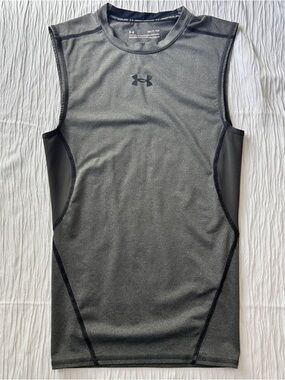 Under Armour HeatGear Compression Tank Top Mens Small Gray Athletic Shirt